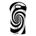 Black And White Spiral Illusion Print Double Neoprene Wine Tote
