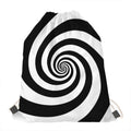 Black And White Spiral Illusion Print Drawstring Bag