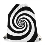 Black And White Spiral Illusion Print Drawstring Bag