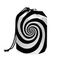Black And White Spiral Illusion Print Drawstring Makeup Bag