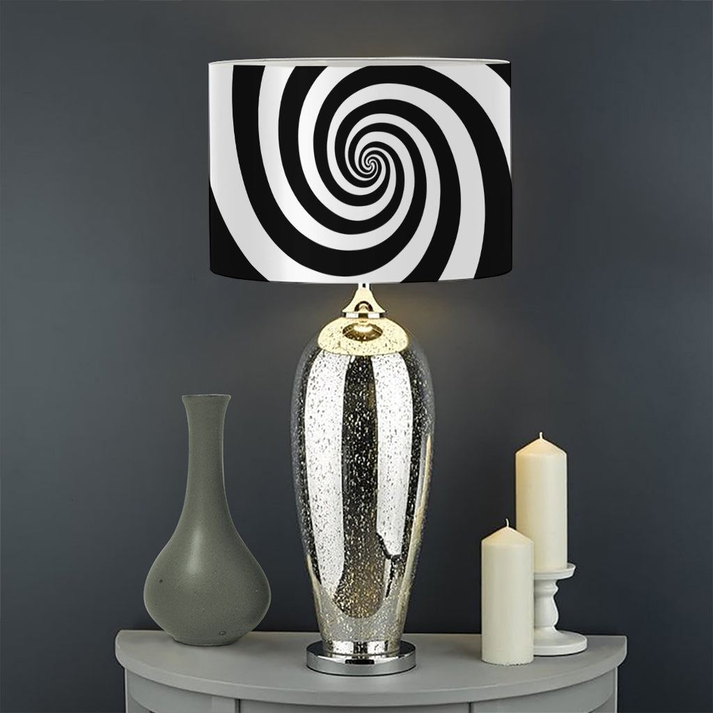 Black And White Spiral Illusion Print Drum Lamp Shade