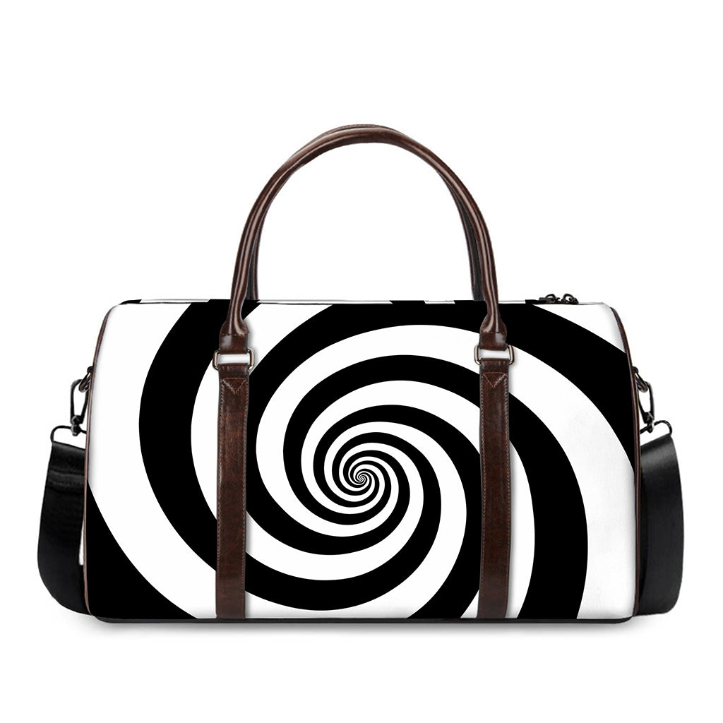 Black And White Spiral Illusion Print Duffle Bag