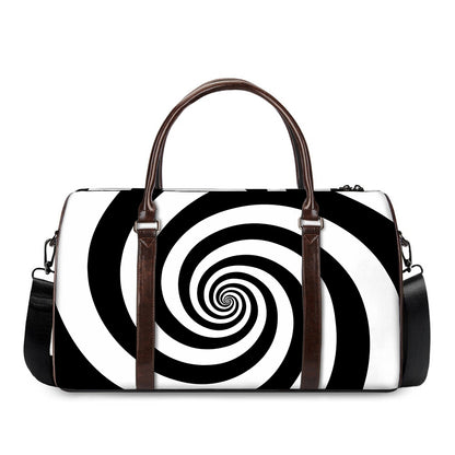 Black And White Spiral Illusion Print Duffle Bag