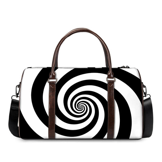 Black And White Spiral Illusion Print Duffle Bag
