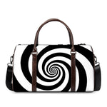 Black And White Spiral Illusion Print Duffle Bag