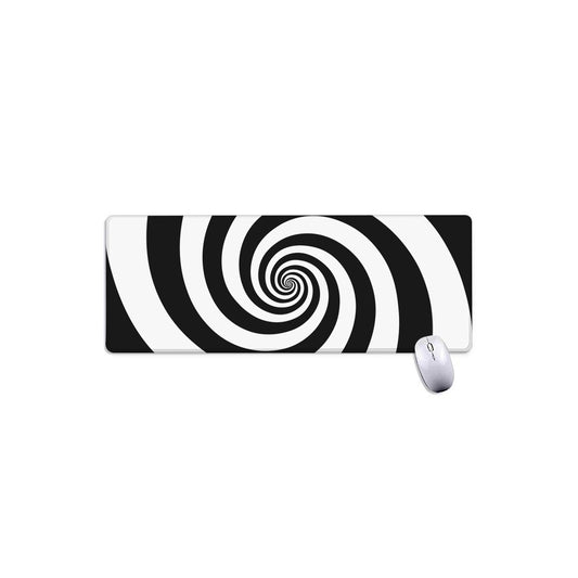 Black And White Spiral Illusion Print Extended Mouse Pad