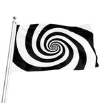 Black And White Spiral Illusion Print Flag