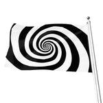 Black And White Spiral Illusion Print Flag