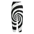 Black And White Spiral Illusion Print Fleece Lined Knit Pants