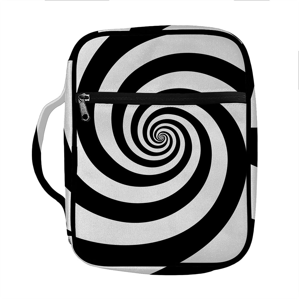 Black And White Spiral Illusion Print Front Pocket Bible Bag