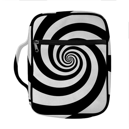 Black And White Spiral Illusion Print Front Pocket Bible Bag