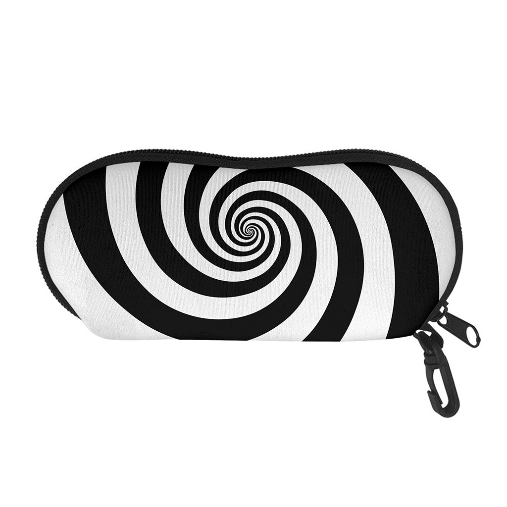 Black And White Spiral Illusion Print Glasses Case