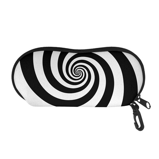 Black And White Spiral Illusion Print Glasses Case