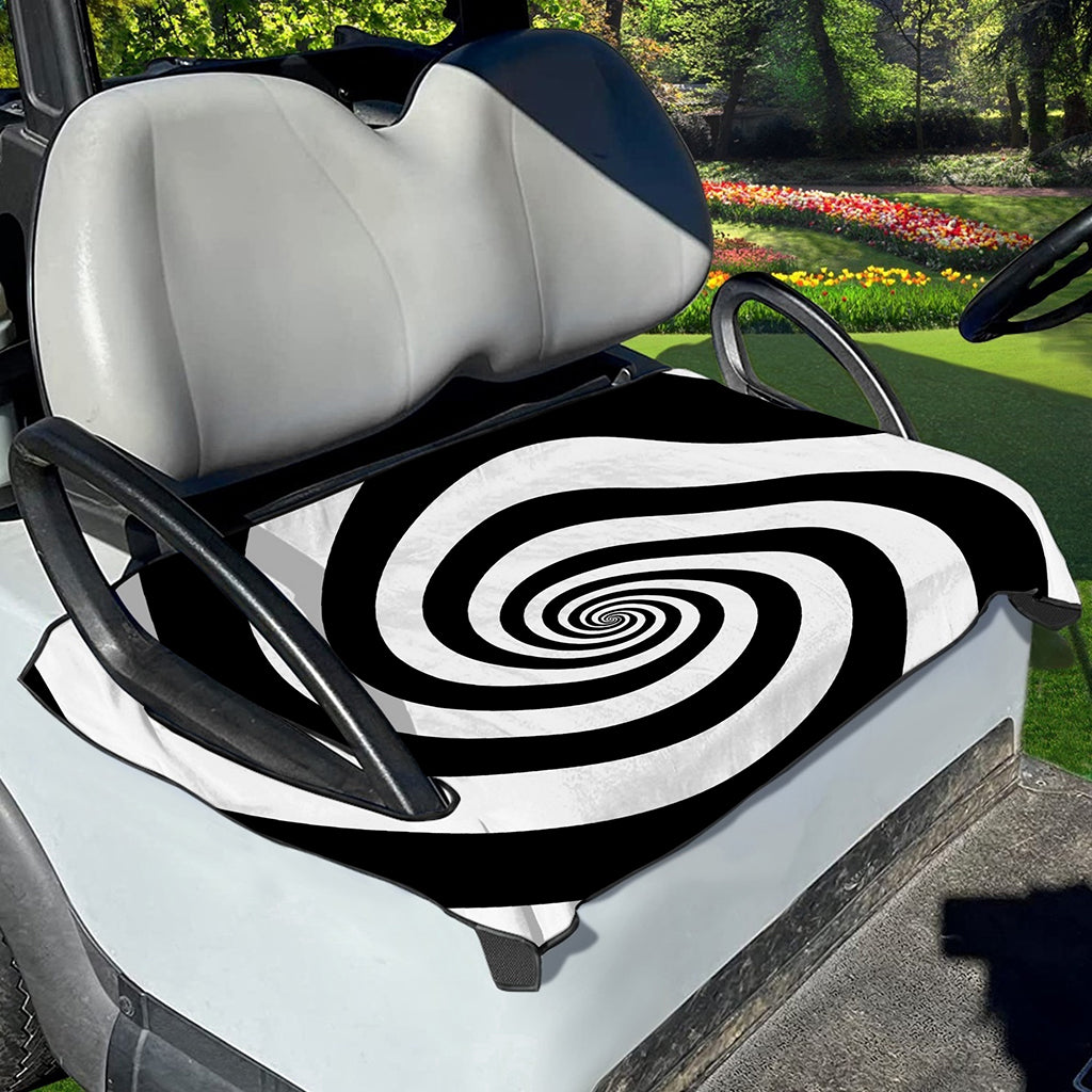 Black And White Spiral Illusion Print Golf Cart Seat Cover