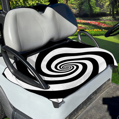 Black And White Spiral Illusion Print Golf Cart Seat Cover