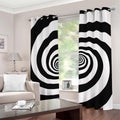 Black And White Spiral Illusion Print Grommet Curtains