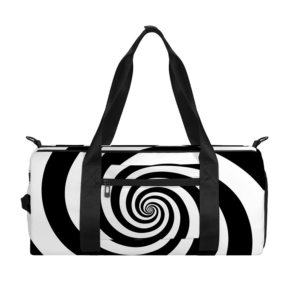 Black And White Spiral Illusion Print Gym Bag