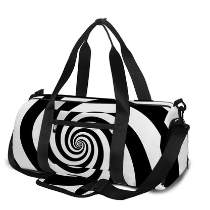 Black And White Spiral Illusion Print Gym Bag