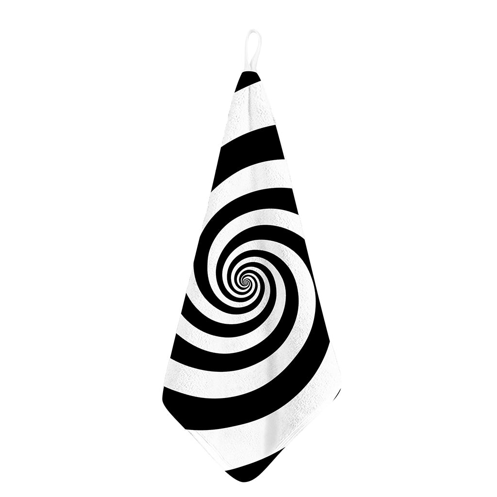 Black And White Spiral Illusion Print Hand Towel