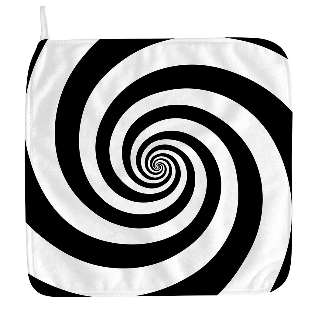 Black And White Spiral Illusion Print Hand Towel