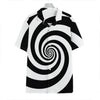 Black And White Spiral Illusion Print Hawaiian Shirt