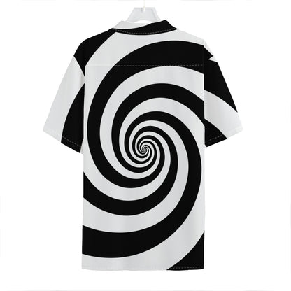 Black And White Spiral Illusion Print Hawaiian Shirt