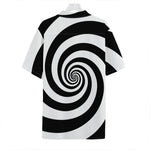 Black And White Spiral Illusion Print Hawaiian Shirt