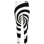 Black And White Spiral Illusion Print High-Waisted Pocket Leggings