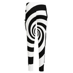 Black And White Spiral Illusion Print High-Waisted Pocket Leggings