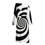 Black And White Spiral Illusion Print Hooded Bathrobe