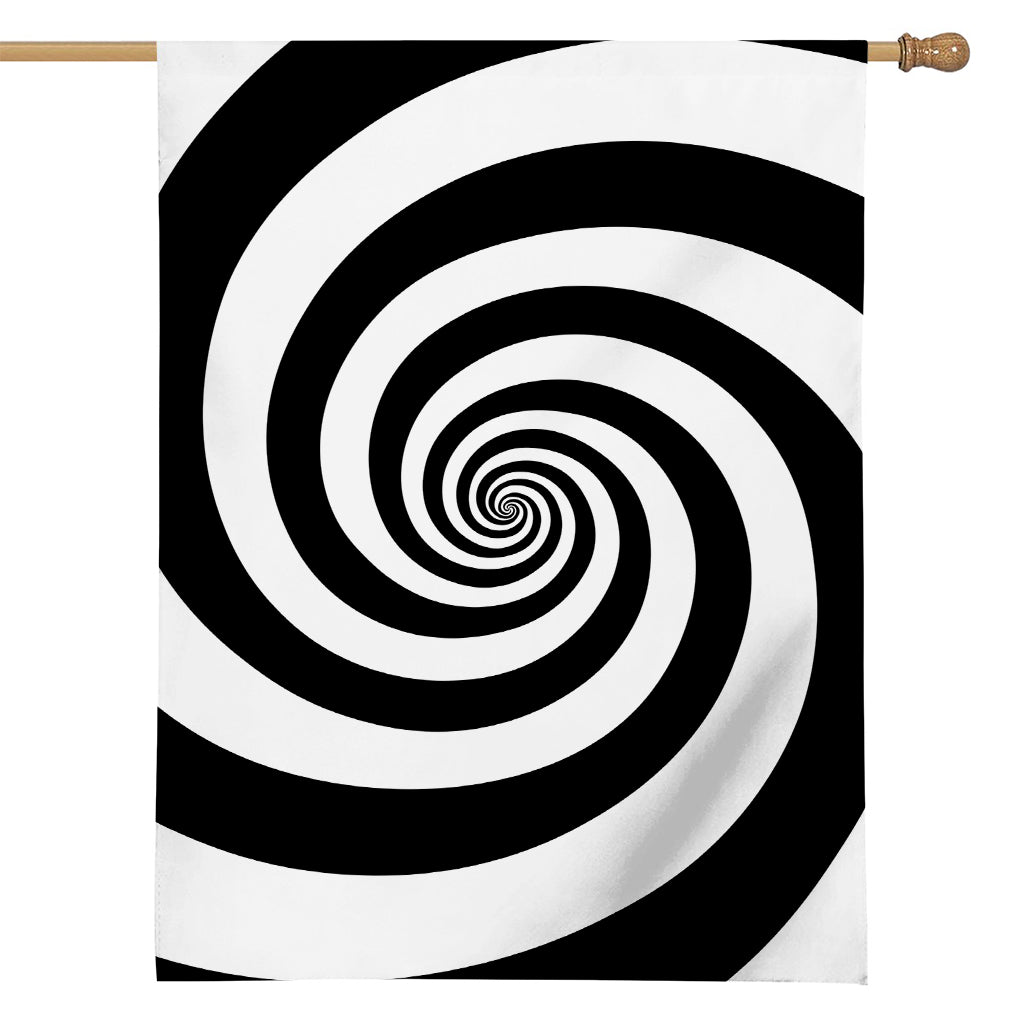 Black And White Spiral Illusion Print House Flag