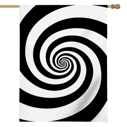 Black And White Spiral Illusion Print House Flag