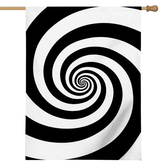 Black And White Spiral Illusion Print House Flag