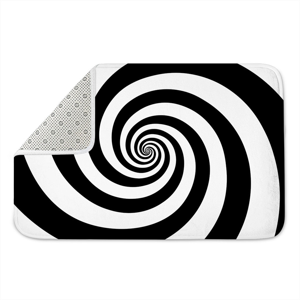 Black And White Spiral Illusion Print Indoor Door Mat