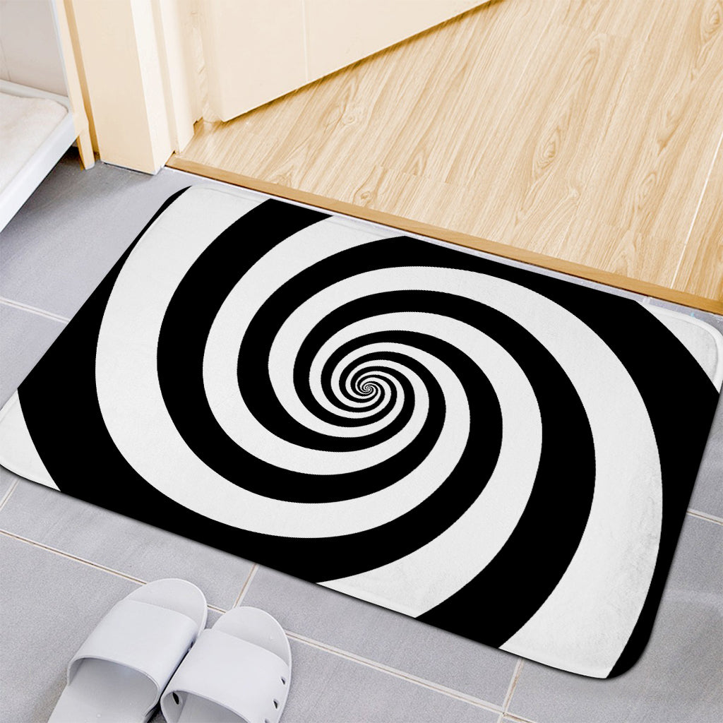 Black And White Spiral Illusion Print Indoor Door Mat