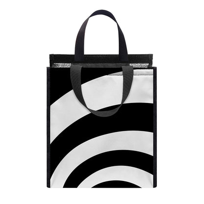 Black And White Spiral Illusion Print Insulated Lunch Tote
