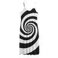 Black And White Spiral Illusion Print Jersey Midi Cami Dress