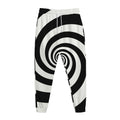 Black And White Spiral Illusion Print Jogger Pants