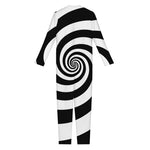 Black And White Spiral Illusion Print Jumpsuit