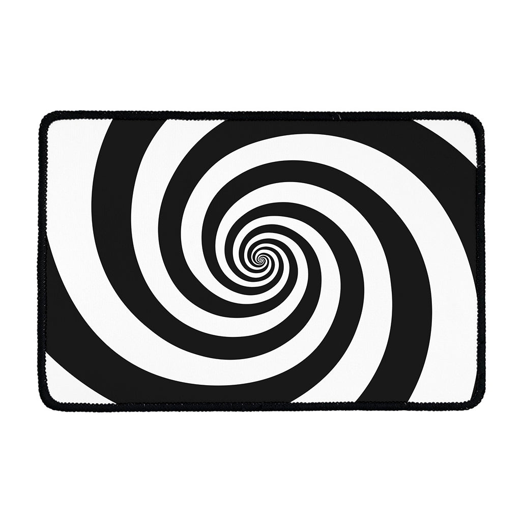 Black And White Spiral Illusion Print Kitchen Mat