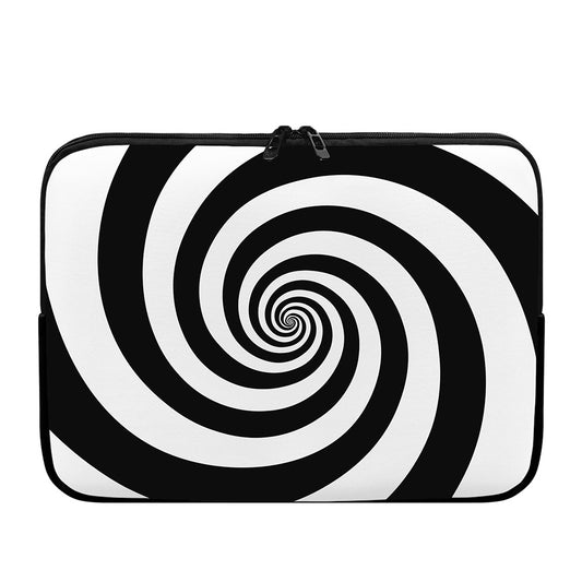 Black And White Spiral Illusion Print Laptop Sleeve