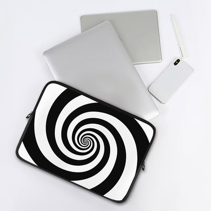 Black And White Spiral Illusion Print Laptop Sleeve