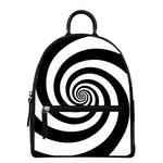 Black And White Spiral Illusion Print Leather Backpack