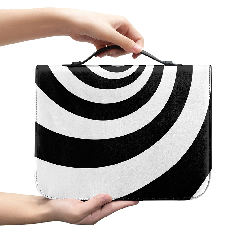 Black And White Spiral Illusion Print Leather Bible Cover