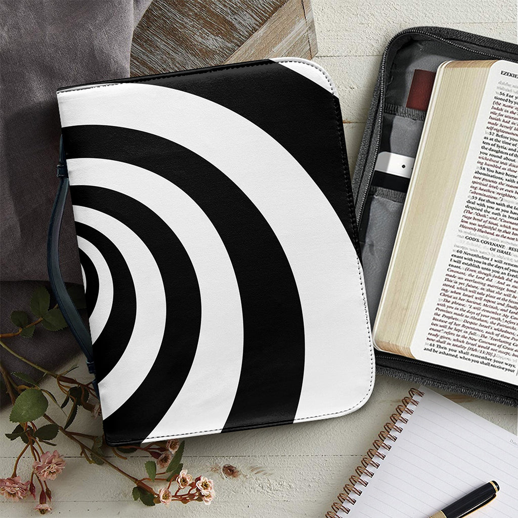 Black And White Spiral Illusion Print Leather Bible Cover