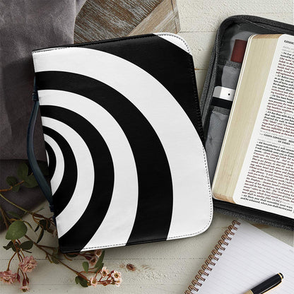 Black And White Spiral Illusion Print Leather Bible Cover