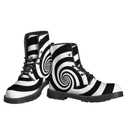 Black And White Spiral Illusion Print Backpack