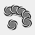 Black And White Spiral Illusion Print Leather Coaster Set