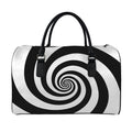 Black And White Spiral Illusion Print Leather Duffel Bag