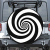 Black And White Spiral Illusion Print Leather Spare Tire Cover